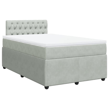 Boxspring met matras fluweel lichtgrijs 120x200 cm