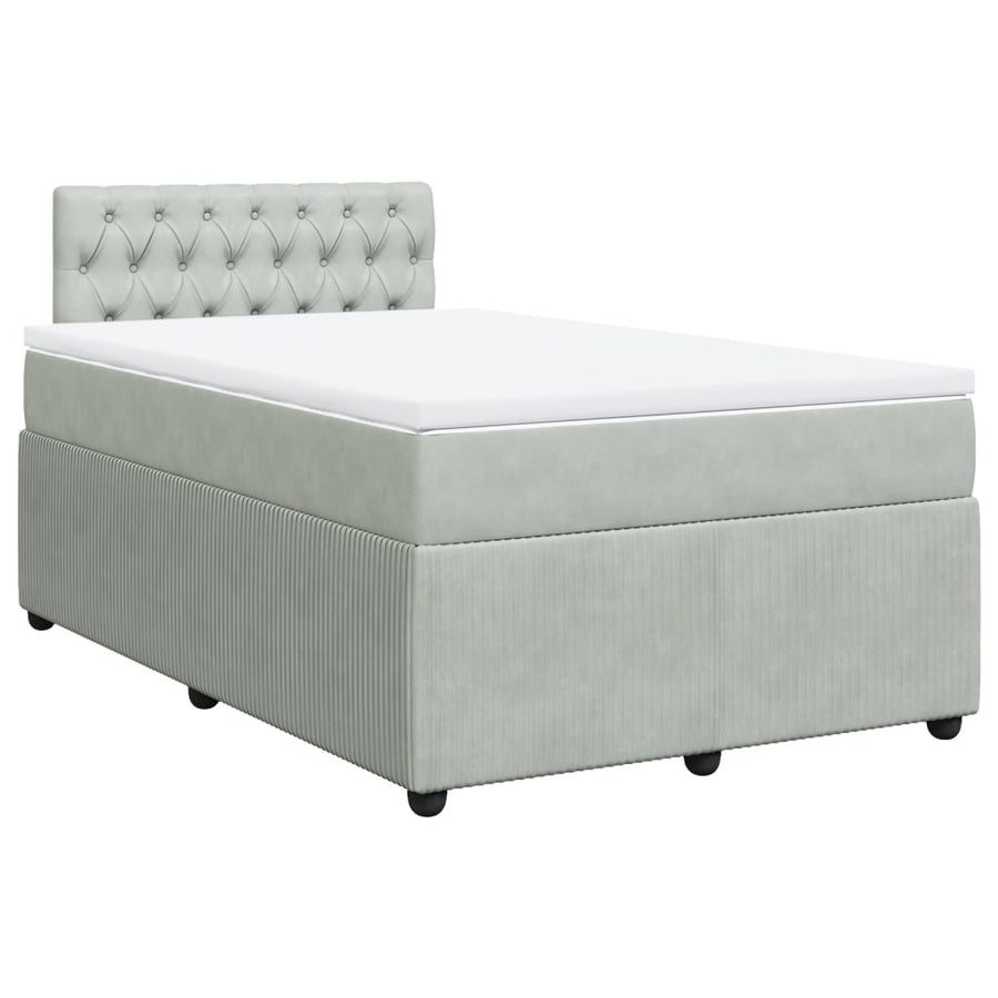 Boxspring met matras fluweel lichtgrijs 120x200 cm