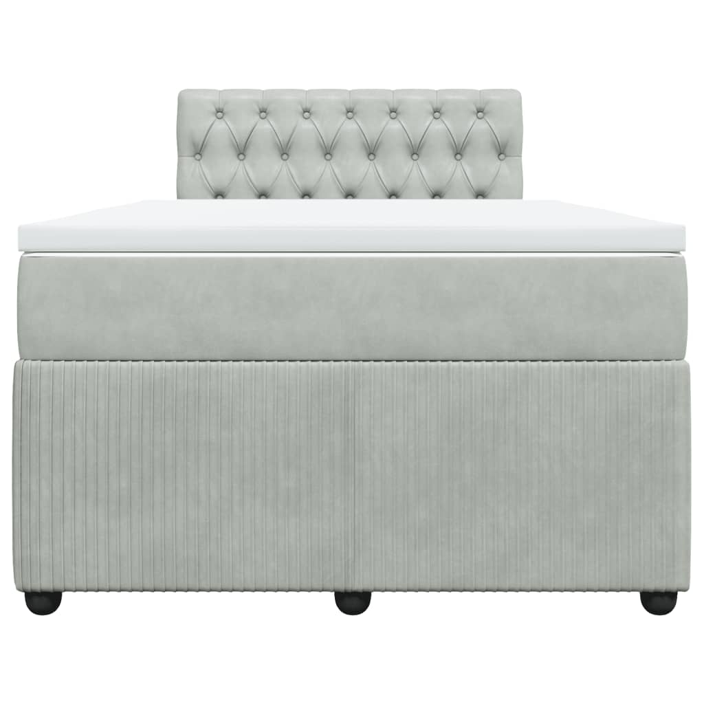 Boxspring met matras fluweel lichtgrijs 120x200 cm