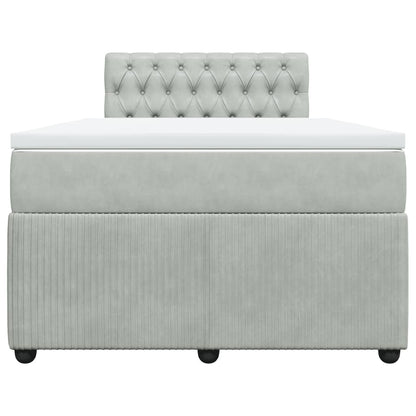 Boxspring met matras fluweel lichtgrijs 120x200 cm