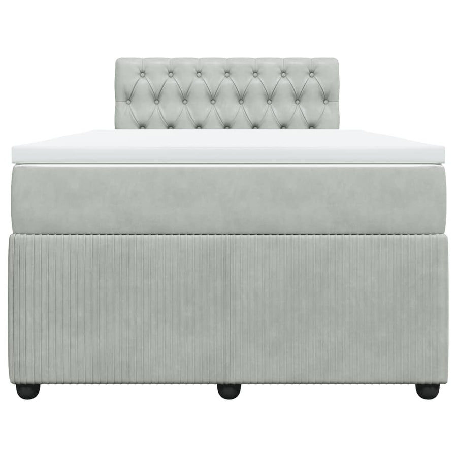 Boxspring met matras fluweel lichtgrijs 120x200 cm