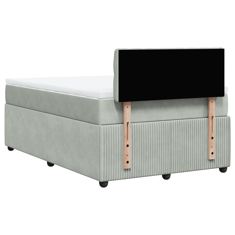 Boxspring met matras fluweel lichtgrijs 120x200 cm
