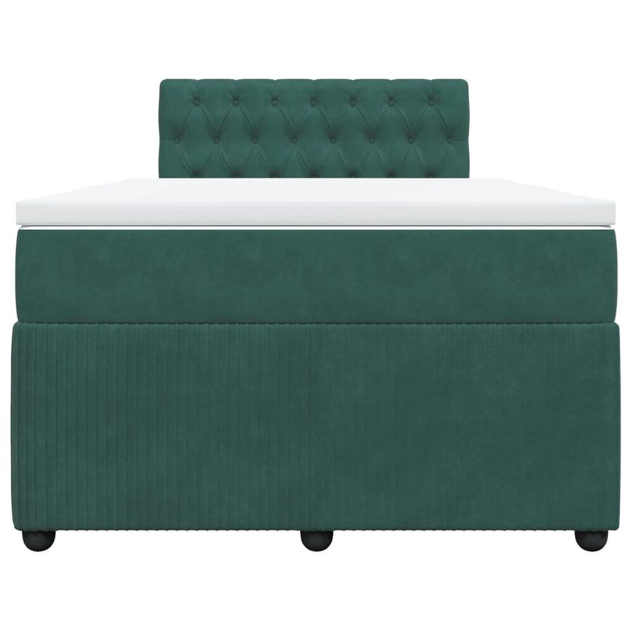 Boxspring met matras fluweel donkergroen 120x200 cm
