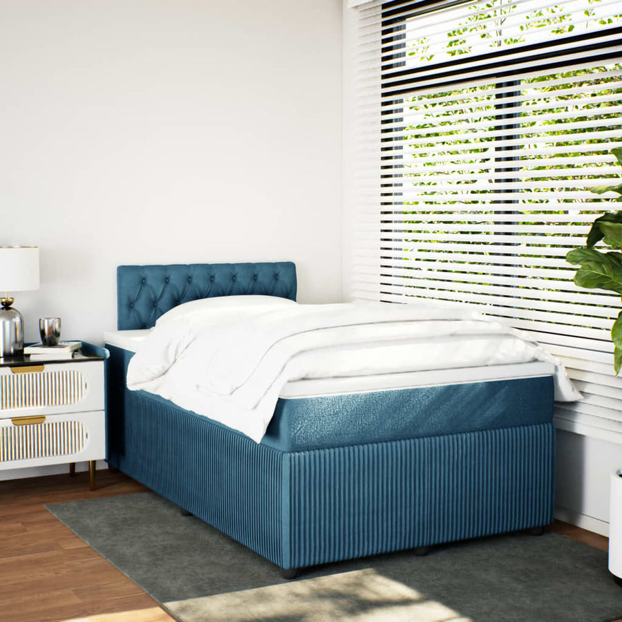 Boxspring met matras fluweel blauw 120x200 cm