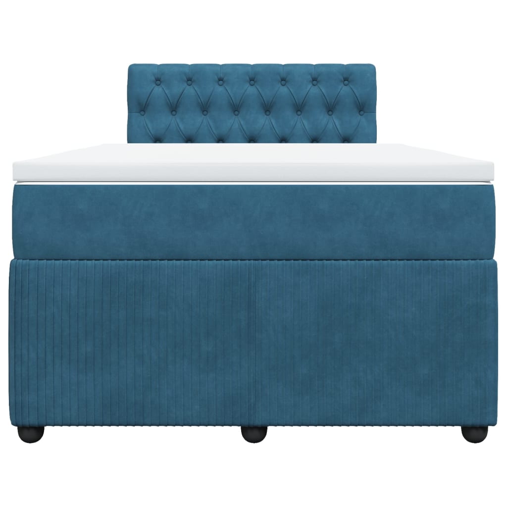 Boxspring met matras fluweel blauw 120x200 cm