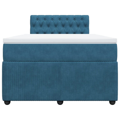 Boxspring met matras fluweel blauw 120x200 cm