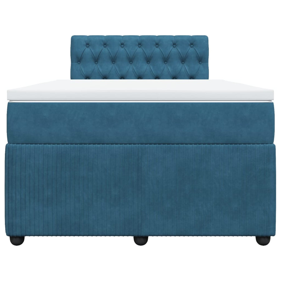 Boxspring met matras fluweel blauw 120x200 cm