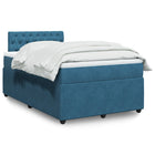 Boxspring met matras fluweel blauw 120x200 cm