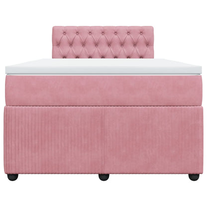 Boxspring met matras fluweel roze 120x200 cm