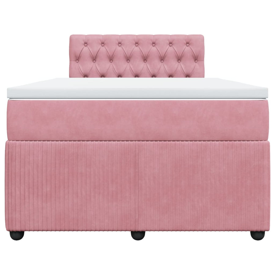 Boxspring met matras fluweel roze 120x200 cm