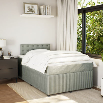 Boxspring met matras fluweel lichtgrijs 120x200 cm