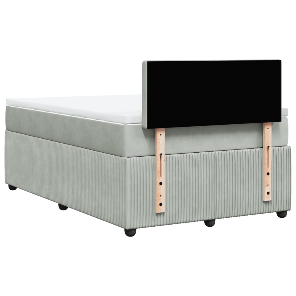Boxspring met matras fluweel lichtgrijs 120x200 cm