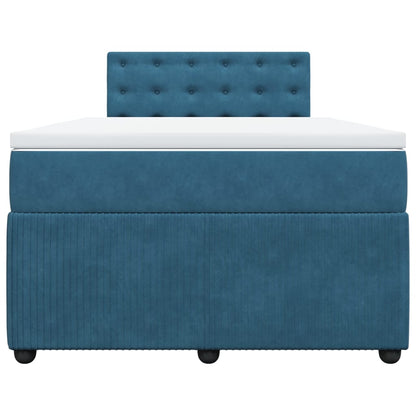 Boxspring met matras fluweel blauw 120x200 cm