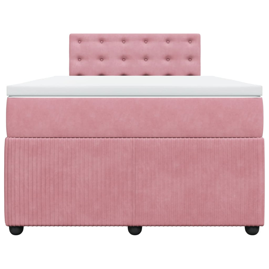 Boxspring met matras fluweel roze 120x200 cm