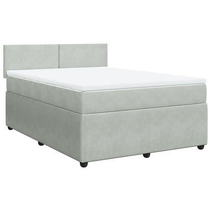 Boxspring met matras fluweel lichtgrijs 140x190 cm