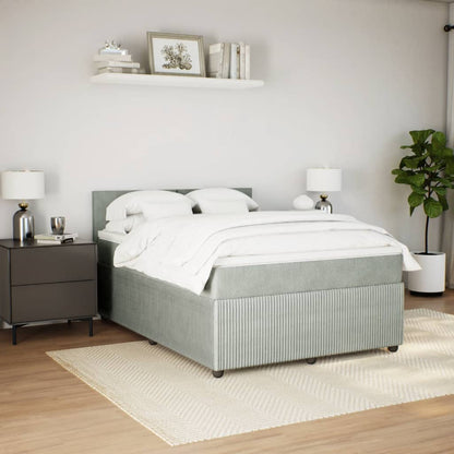 Boxspring met matras fluweel lichtgrijs 140x190 cm