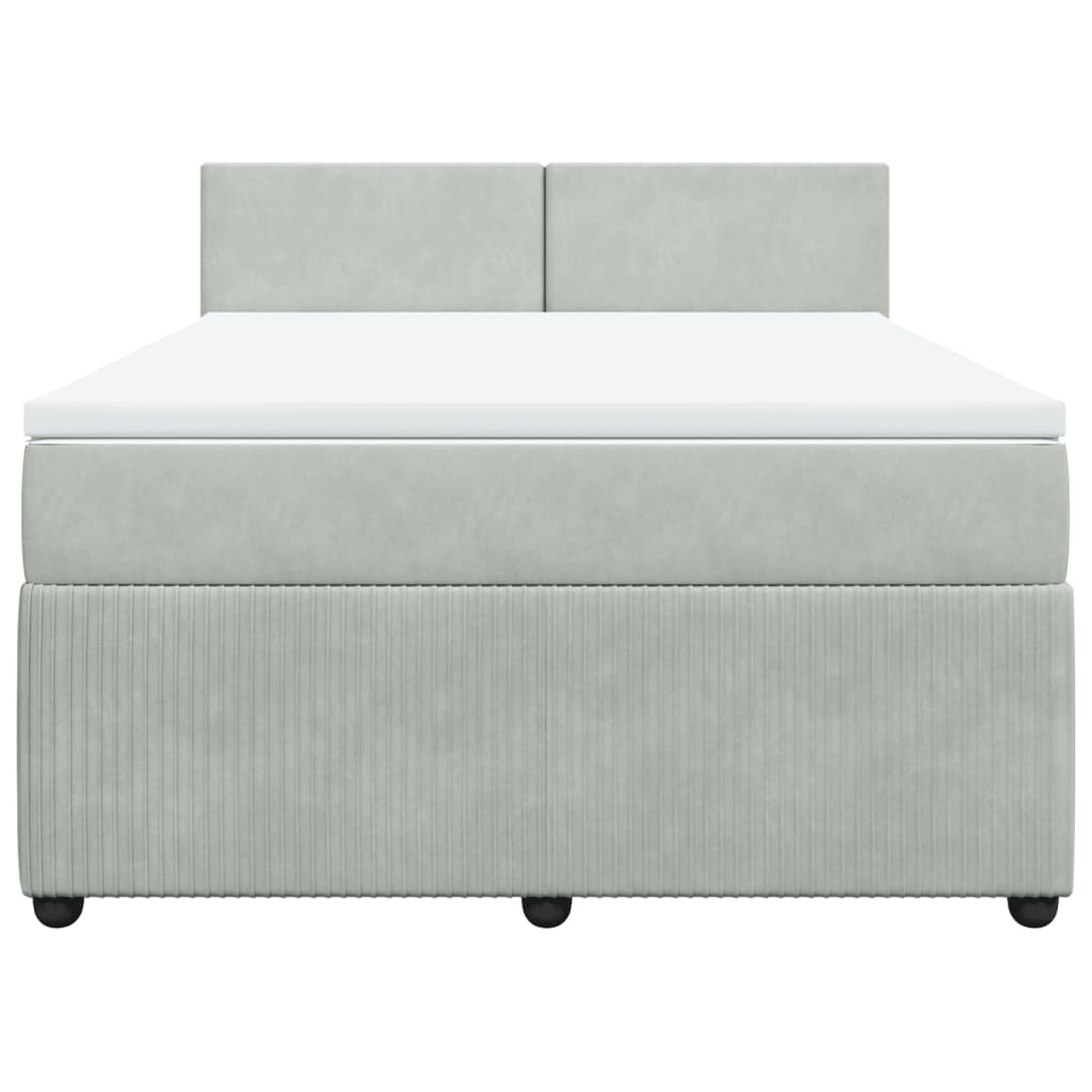 Boxspring met matras fluweel lichtgrijs 140x190 cm