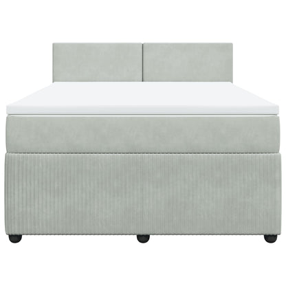 Boxspring met matras fluweel lichtgrijs 140x190 cm