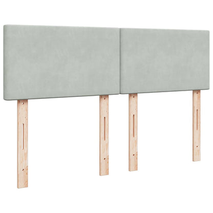 Boxspring met matras fluweel lichtgrijs 140x190 cm