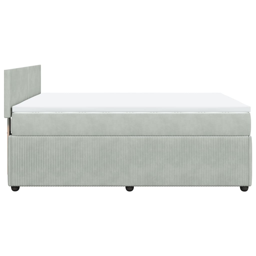 Boxspring met matras fluweel lichtgrijs 140x190 cm