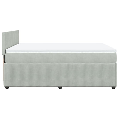 Boxspring met matras fluweel lichtgrijs 140x190 cm