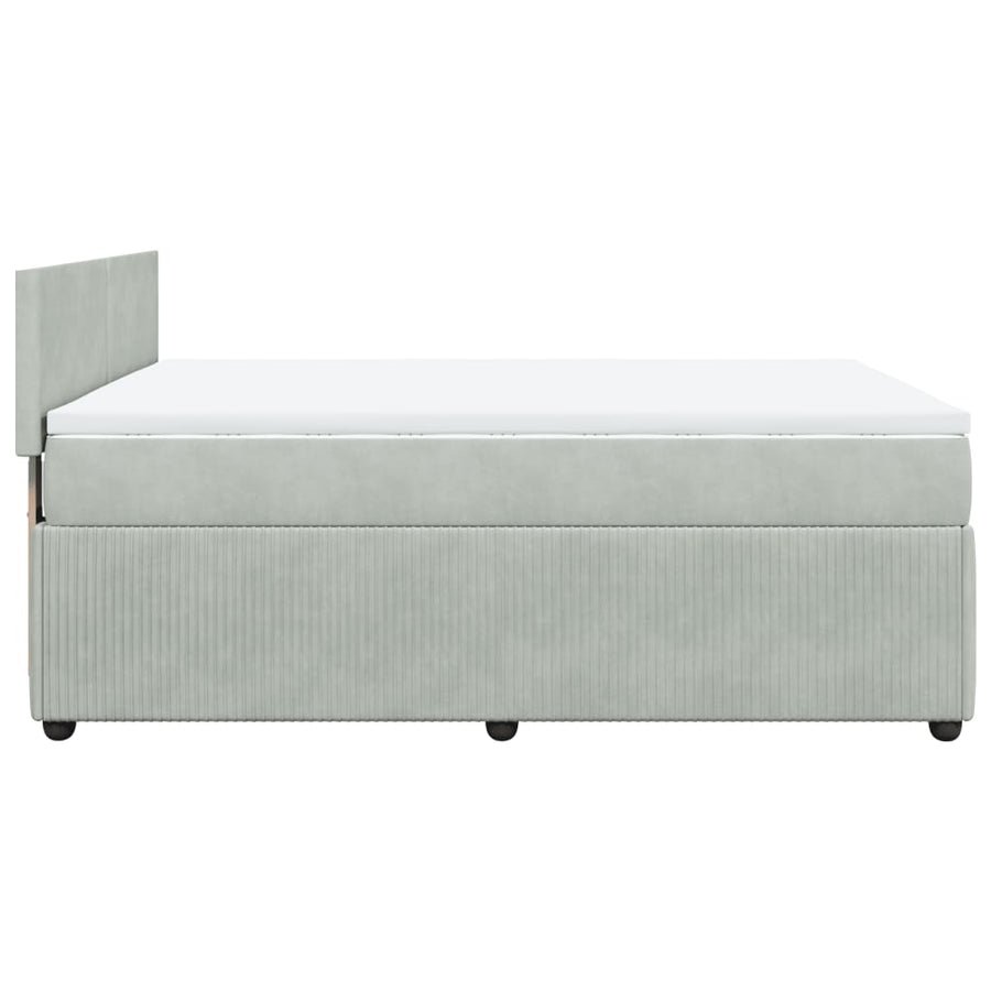 Boxspring met matras fluweel lichtgrijs 140x190 cm