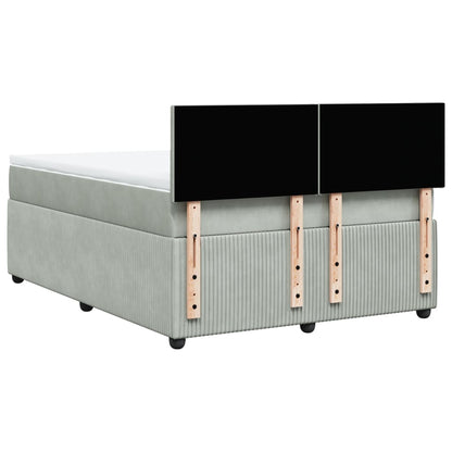 Boxspring met matras fluweel lichtgrijs 140x190 cm