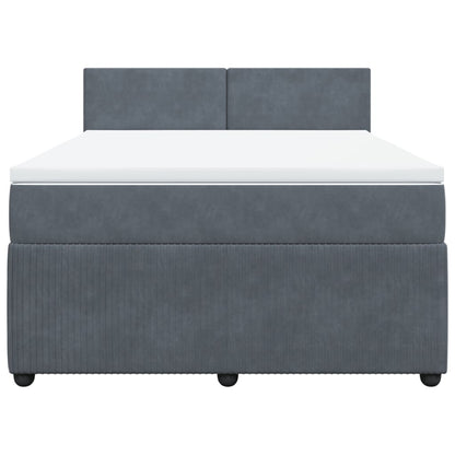 Boxspring met matras fluweel donkergrijs 140x190 cm