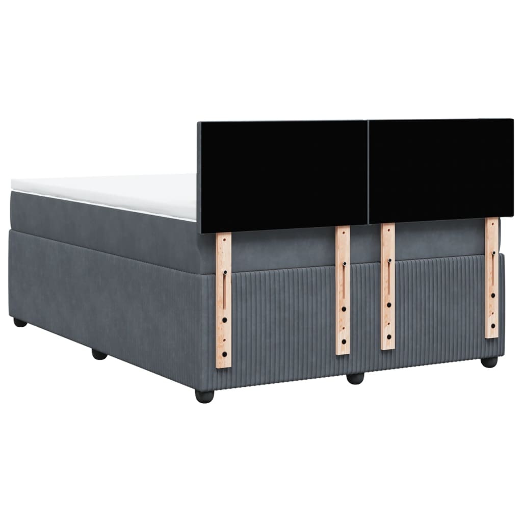 Boxspring met matras fluweel donkergrijs 140x190 cm