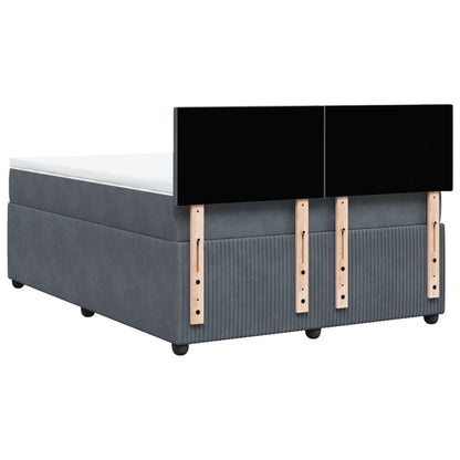 Boxspring met matras fluweel donkergrijs 140x190 cm