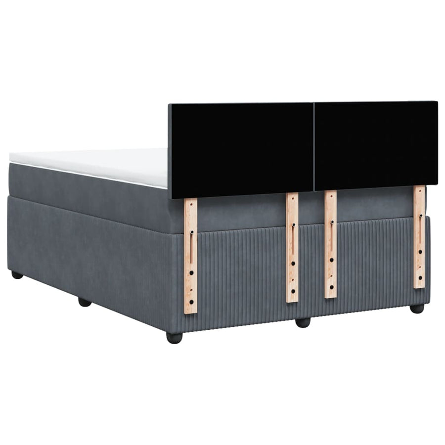 Boxspring met matras fluweel donkergrijs 140x190 cm