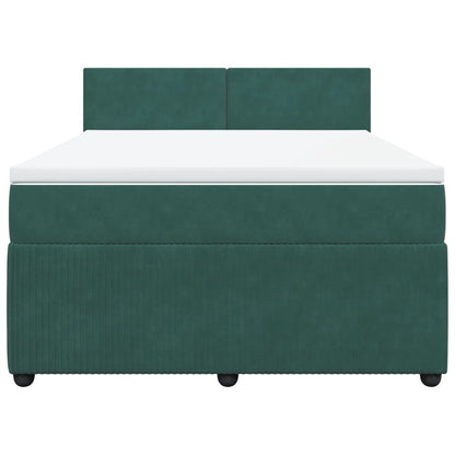 Boxspring met matras fluweel donkergroen 140x190 cm