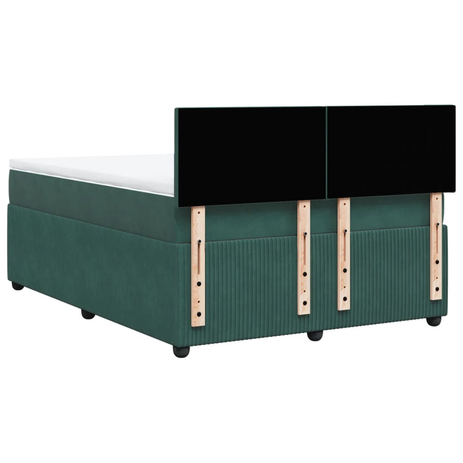 Boxspring met matras fluweel donkergroen 140x190 cm