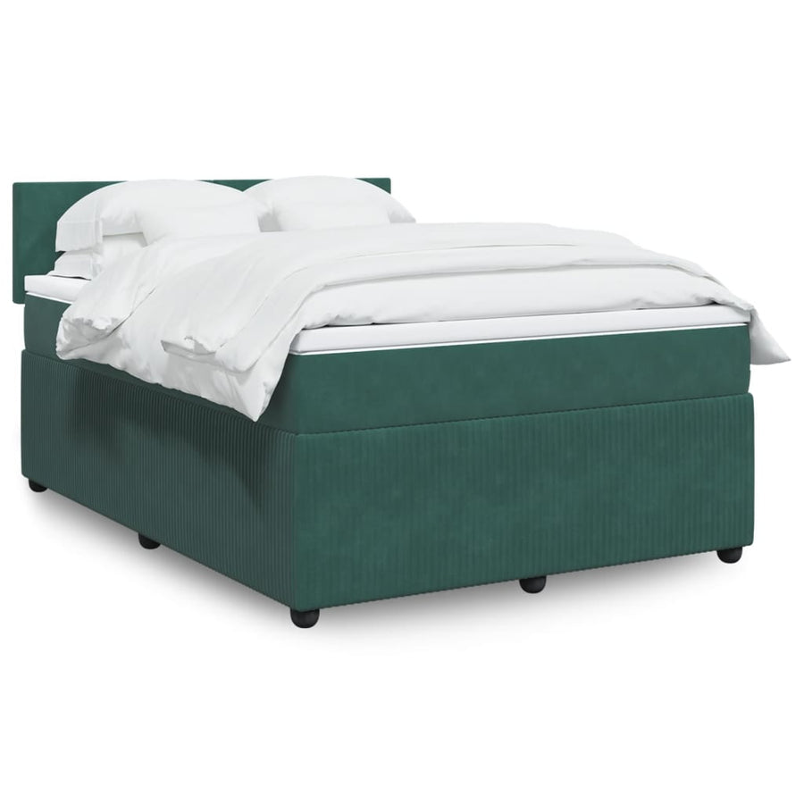 Boxspring met matras fluweel donkergroen 140x190 cm