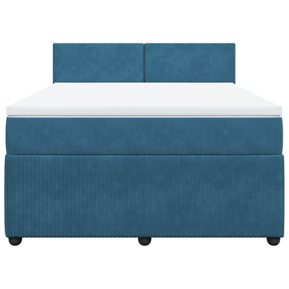 Boxspring met matras fluweel blauw 140x190 cm