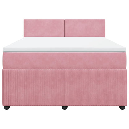 Boxspring met matras fluweel roze 140x190 cm