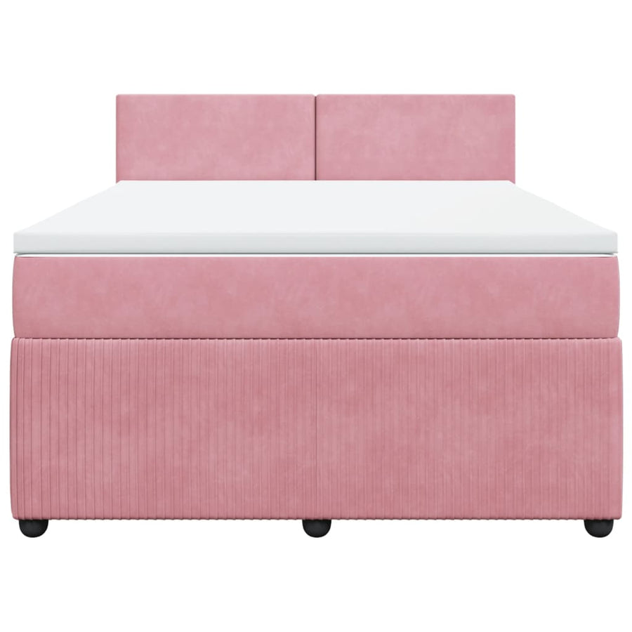 Boxspring met matras fluweel roze 140x190 cm