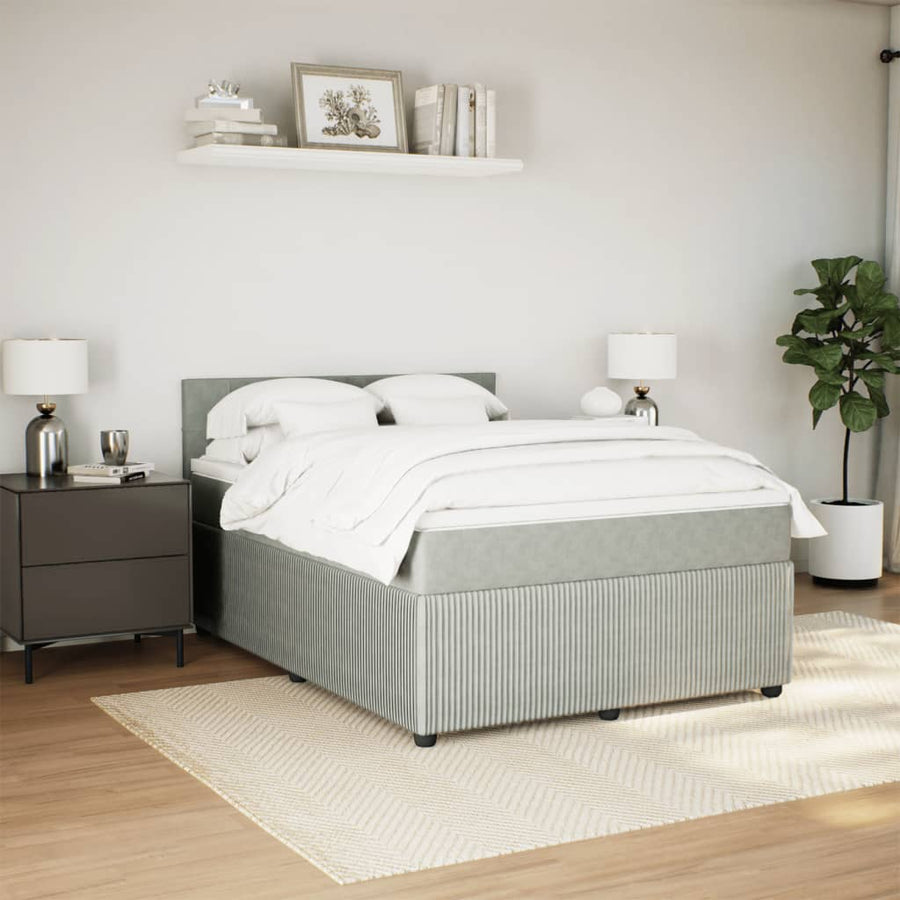Boxspring met matras fluweel lichtgrijs 140x190 cm