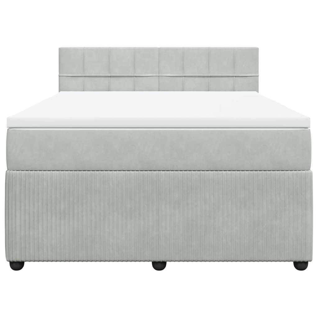 Boxspring met matras fluweel lichtgrijs 140x190 cm
