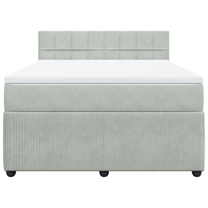 Boxspring met matras fluweel lichtgrijs 140x190 cm