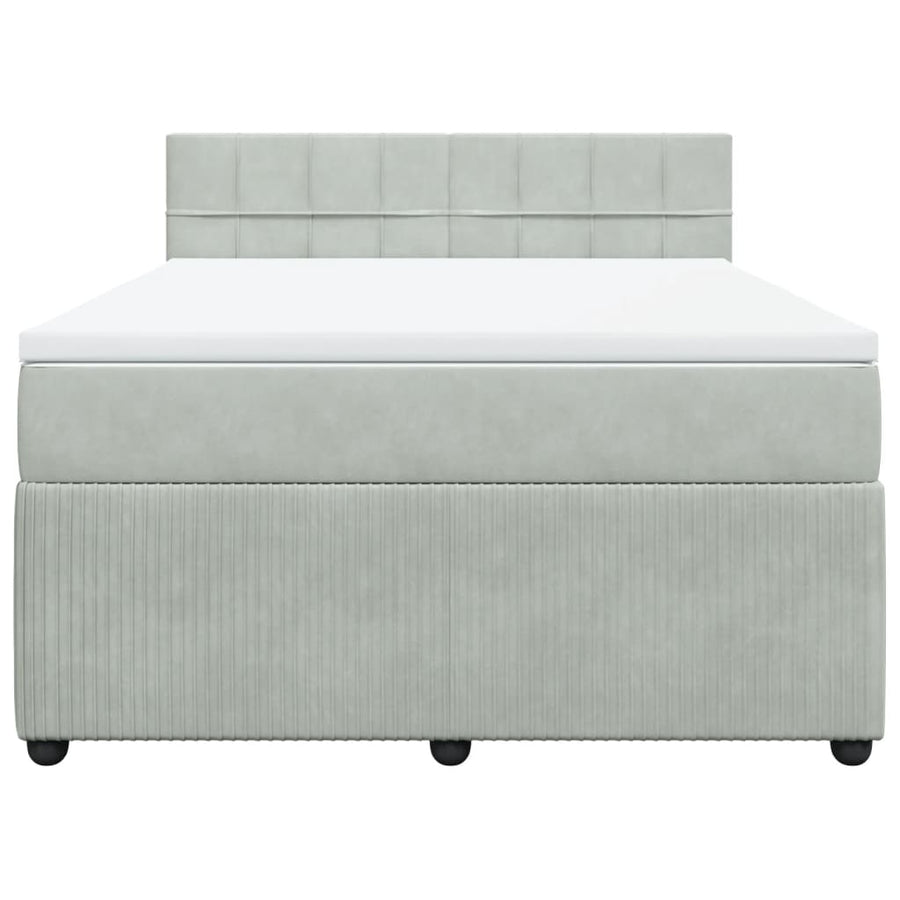 Boxspring met matras fluweel lichtgrijs 140x190 cm