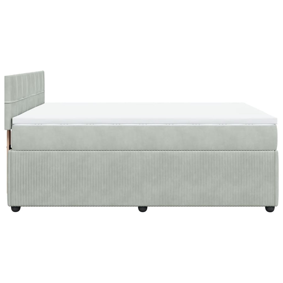 Boxspring met matras fluweel lichtgrijs 140x190 cm