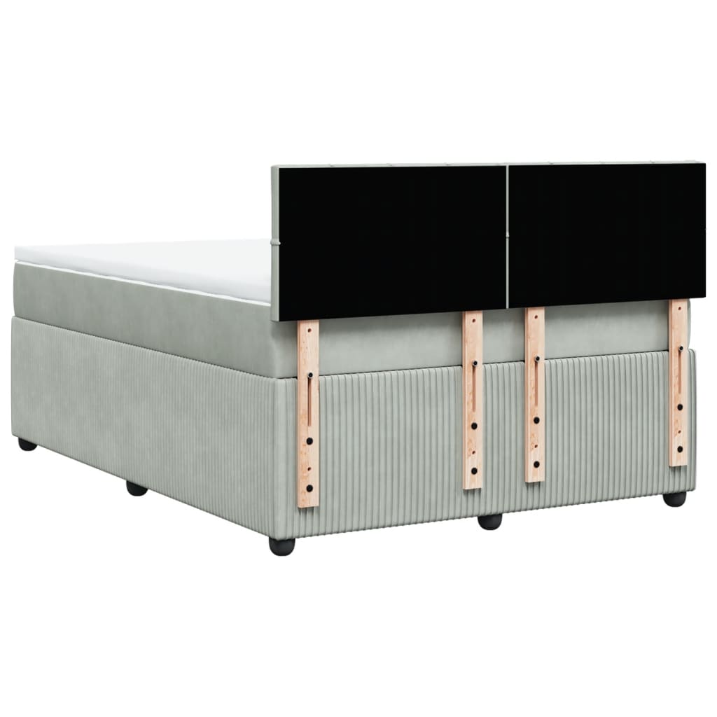 Boxspring met matras fluweel lichtgrijs 140x190 cm