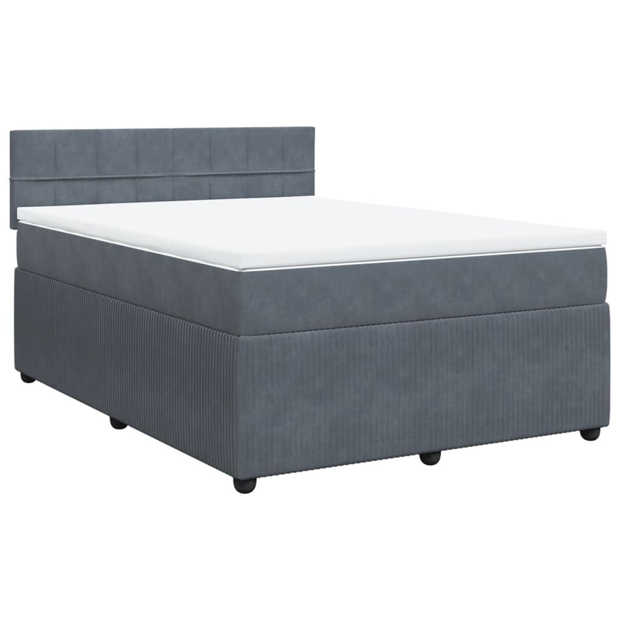 Boxspring met matras fluweel donkergrijs 140x190 cm