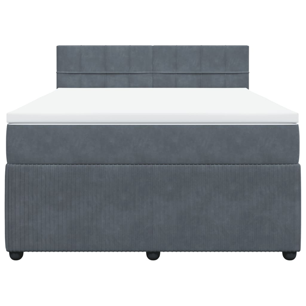 Boxspring met matras fluweel donkergrijs 140x190 cm
