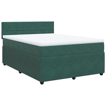 Boxspring met matras fluweel donkergroen 140x190 cm