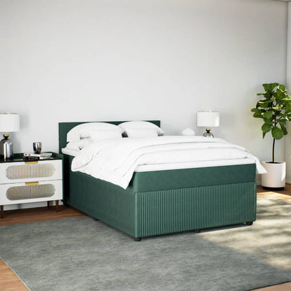 Boxspring met matras fluweel donkergroen 140x190 cm
