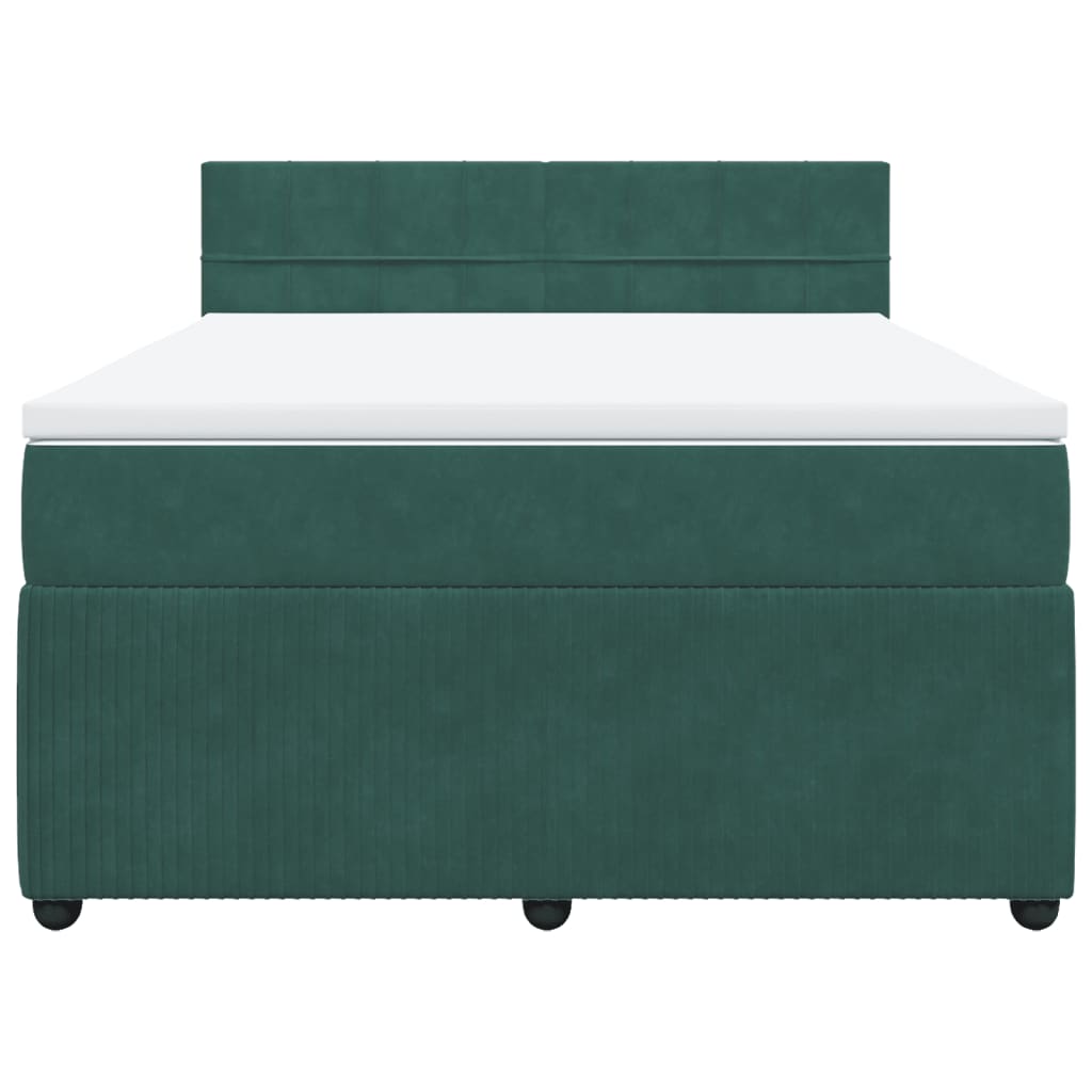 Boxspring met matras fluweel donkergroen 140x190 cm