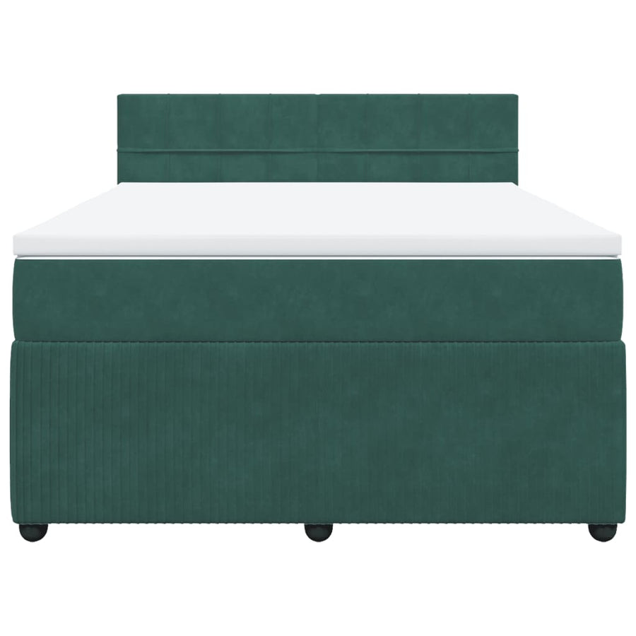 Boxspring met matras fluweel donkergroen 140x190 cm