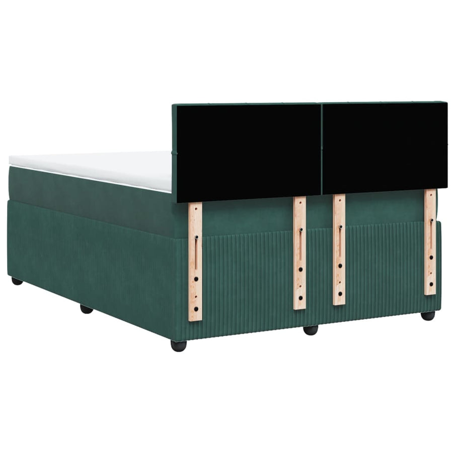 Boxspring met matras fluweel donkergroen 140x190 cm